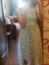 Las mujeres vestido de dibujo de Margarita verano Sexy de encaje vestido de malla de la correa de espagueti vestido Floral Vestidos estilo coreano vestido largo