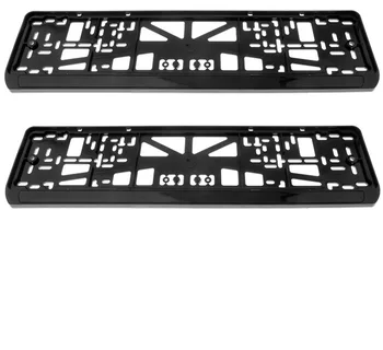 

License plate frames in black, plastic, set: 2 frames, 4 Chrome self-tapping