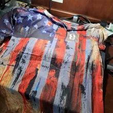 Camiseta con estampado de la bandera americana para hombre, camiseta informal de moda con cuello redondo holgado de talla grande, ropa de calle muscular, camiseta de verano 2021