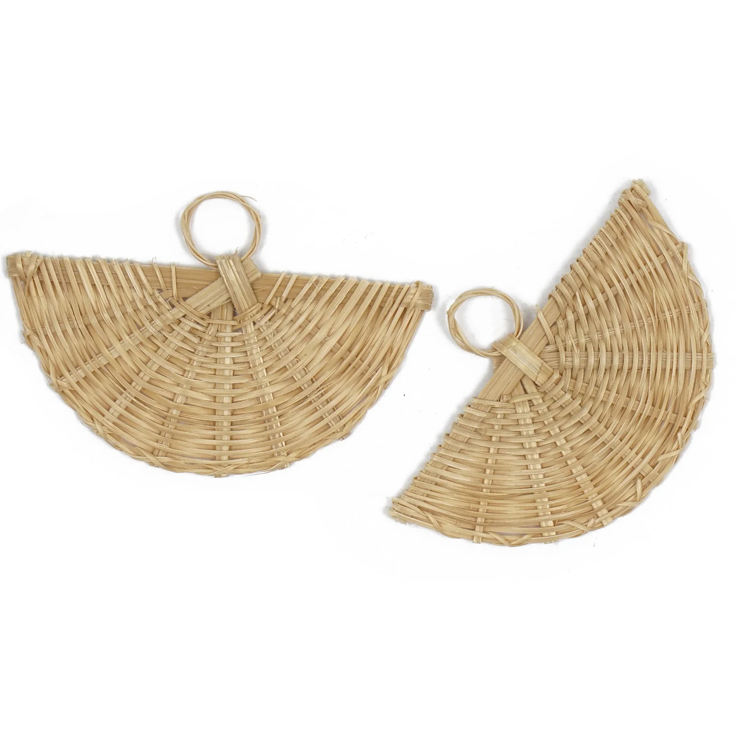 

6pcs Natural Handwoven Rattan Wood Earring ,Sector Shaped Rattan Pendant,Bamboo Wooden Charms, Woven Boho Jewelery Findings