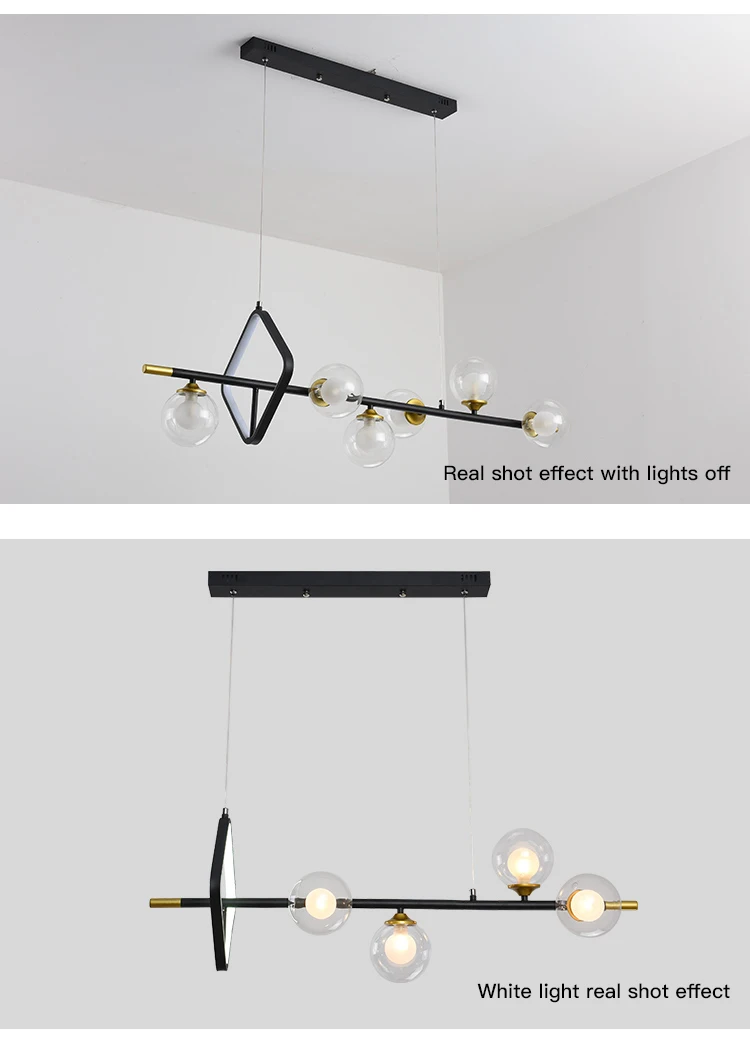 dining light fixtures Nordic Transparent Glass Ball Chandelier For Dining Room Kitchen Living Bar Decor Modern Black Long Pendant Lamp Indoor Lighting grey chandelier