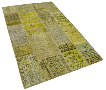 

124x183 Cm Yellow Handmade Patchwork Rug-4x6 Ft