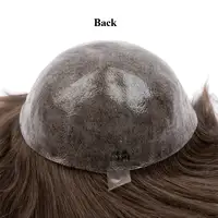 Prothèse capillaire pour hommes, toupet de peau par Injection 0.12-0.14mm, perruques pour hommes, prothèse capillaire 100% cheveux humains 5