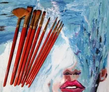 10 Uds pinceles pintura Set cabello de Nylon pintura cepillo corto de pinceles para óleo y acrílico acuarela pluma materiales de arte profesional