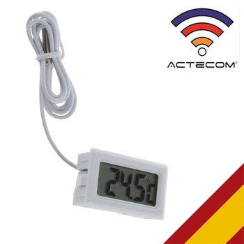 ACTECOM Termómetro Digital con Sonda empotrable Blanco Termometro Digital con Sonda Externa para medir temperatura Camaras Frigo
