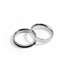 Anillos de boda de 4mm para mujer, de acero inoxidable, esmalte blanco y negro, joyería de compromiso para pareja, oro rosa, regalo minimalista, talla 3 a 10