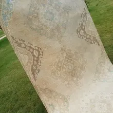 Нейтральный винтажный ручной работы английский Oushak Runner ковер 3'10'' X 13'1''