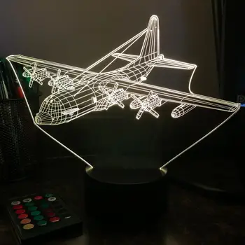 

Military KC-130(R) Refueler Aircraft 3D Night Light LED Lamp Optical Illusion Lampara Lighting Creative LED Lamps Home Decor