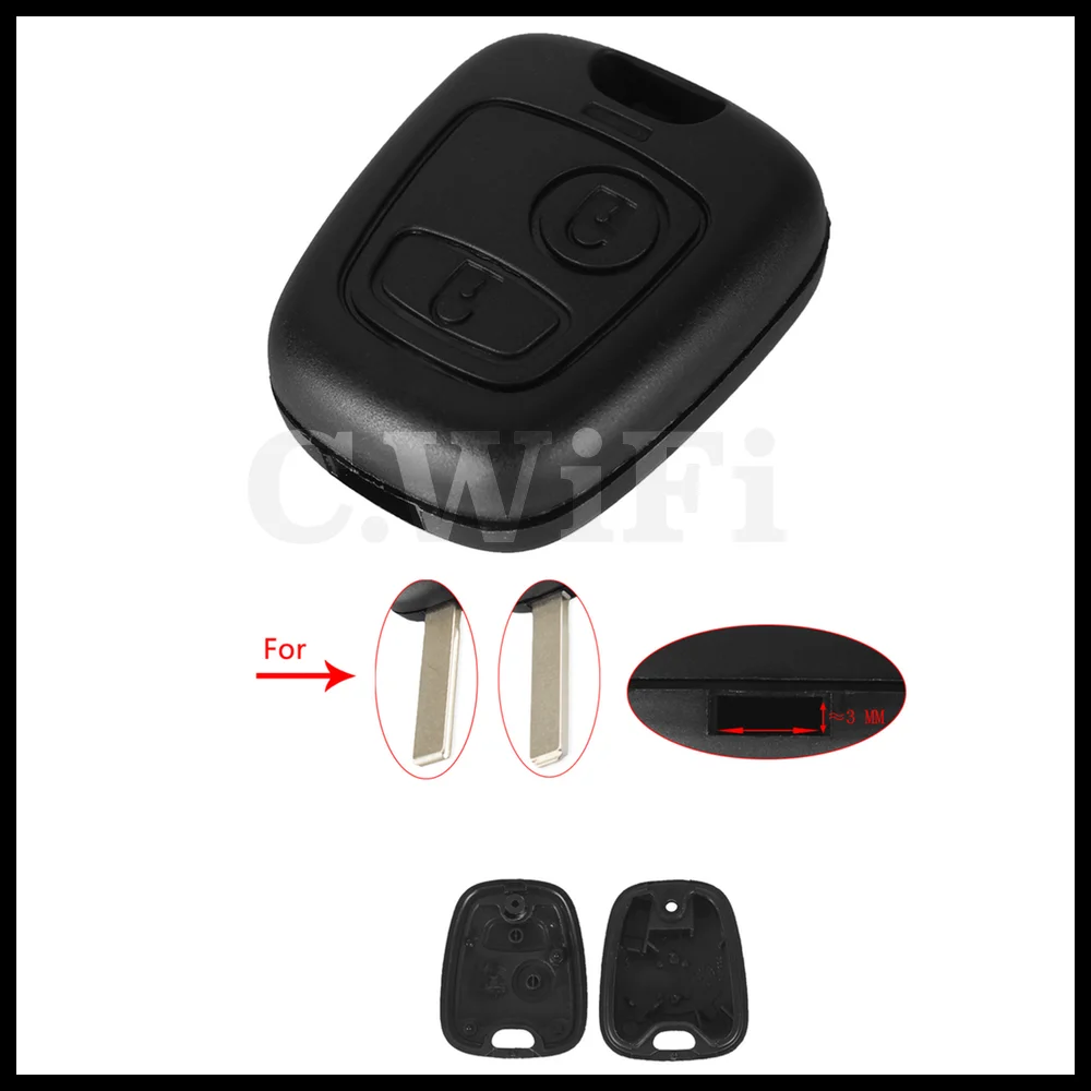 CARCASA LLAVE COCHE PEUGEOT 2 BOTONES 106 107 206 207 307 308 405 MANDO