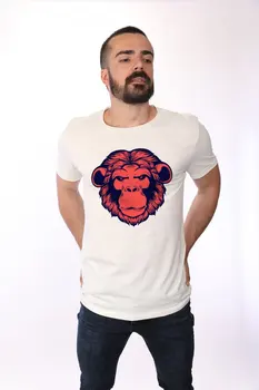 

Angemiel Wear Angry Red Color Monkey Cotton White Men 'S T-Shirt