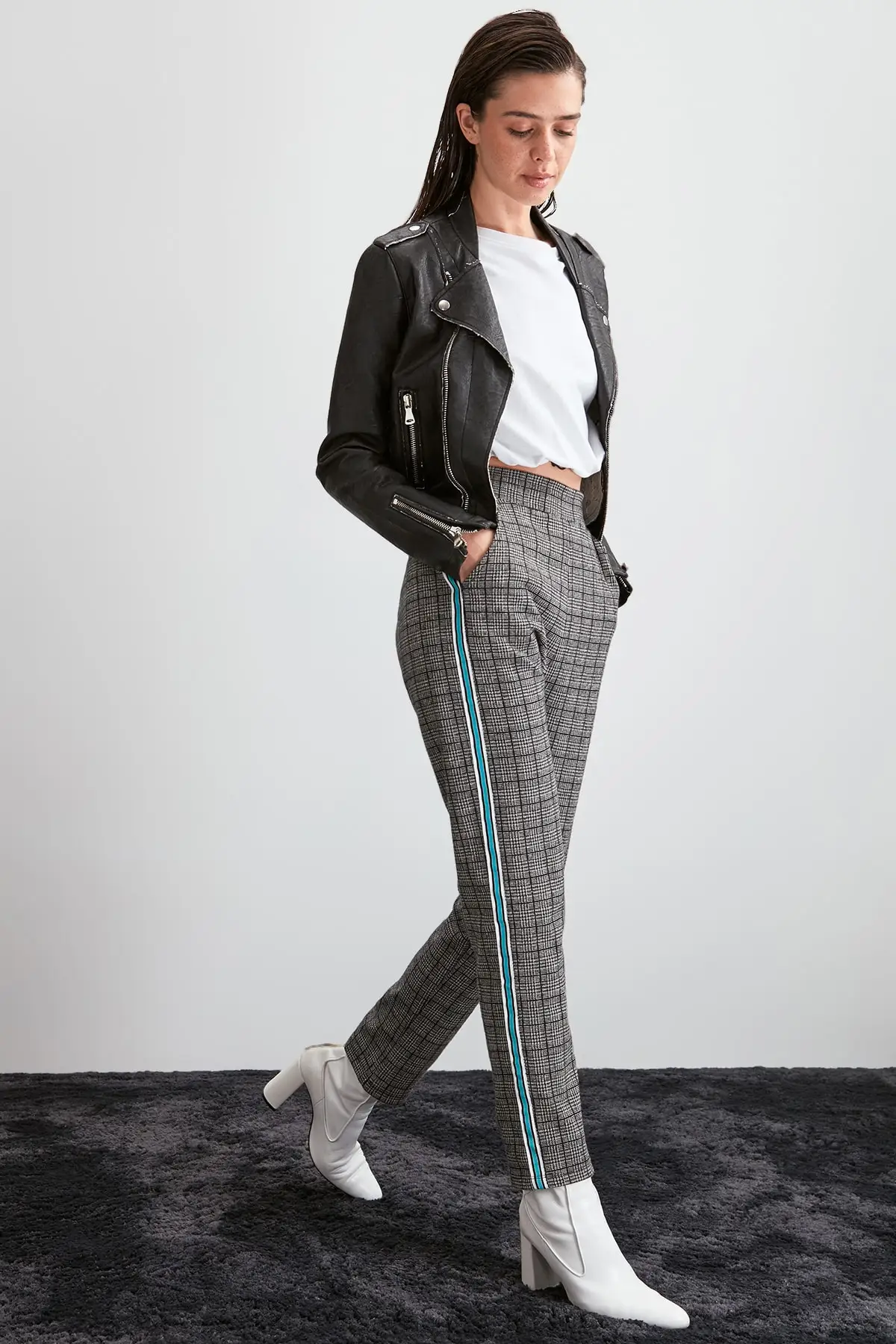 Trendyol клетчатые трикотажные брюки TWOAW20PL0507 | Женская одежда