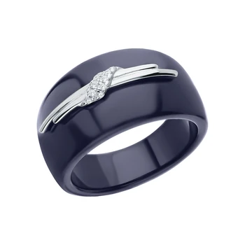 

Silver ring with ceramics and cubic zirconia sunlight sample 925