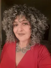 NNZES-peluca Afro rizada para mujeres negras, pelo largo sintético con flequillo, color negro y gris, 14 pulgadas