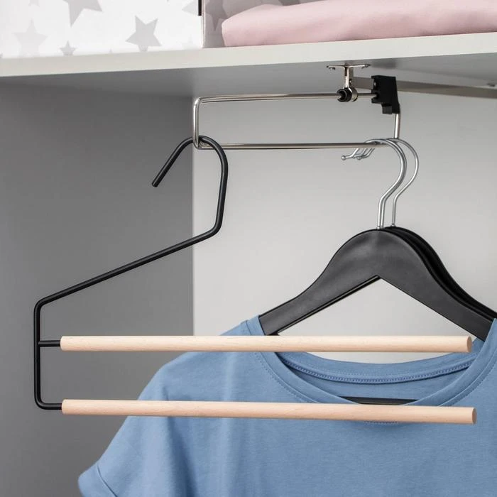 para Pantalones y faldas madera, 2 piezas, 36x21,5x1,1 cm, negro|Perchas percheros| - AliExpress