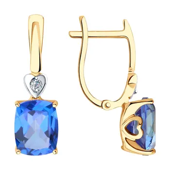 

Sokolov drop earrings with stones in gold with Swarovski Crystals Topaz and Swarovski cubic zirconia, fashion jewelry, 585, women's male, long earrings