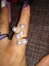 Anillo chapado en oro para mujer, elegante perla de imitación, anillos de apertura ajustables