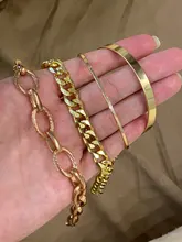 Uds.-Conjunto de pulsera de cadena gruesa grande de Metal pesado Punk para mujer, brazaletes de cadena giratoria de Metal Retro geométrico