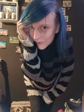 Suéter de talla grande Punk gótico para hombre y mujer, vestidos largos Unisex, Jersey calado, holgado, Delgado, Rock, rayas, 2020