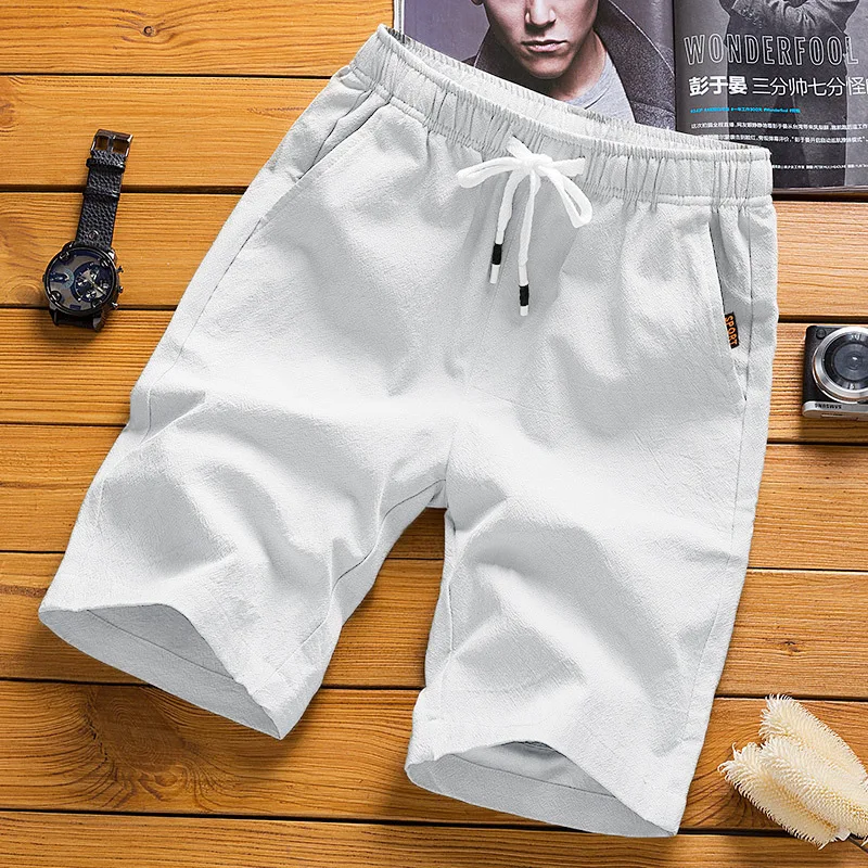 2025 White Shorts Men Japanese Style Polyester Running Sport Shorts for Men Casual Summer Elastic Waist Solid Shorts Clothing 4
