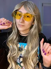 EASIHAIR-Peluca de cabello ombré ondulado para mujer afroamericana, cabellera artificial larga con flequillo, color gris, resistente al calor