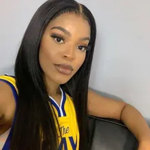 Luvin-pelucas de cabello humano para mujeres negras, barato, 180, 250 de densidad, 30, 40 pulgadas, liso, sin pegamento, Frontal, brasileño