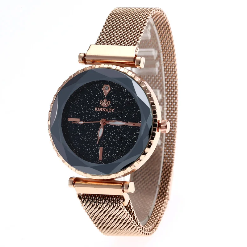 WJ-7867 модные роскошные женские часы Звездное небо женские часы магнитные водонепроницаемые кварцевые часы reloj mujer relogio feminino - Цвет: Roes Gold