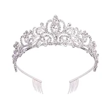 New Big Crown Wedding Tiara Gorgeous Rhinestone Bridal Headpiece Vintage Crystal Jewelry