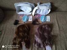 AISI QUEENS corto marrón peluca pelucas sintéticas con flequillo para las mujeres púrpura de la onda de agua Natural Bob pelucas resistente al calor falso pelo