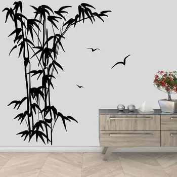 

Mural Bamboo Plant With Birds Wall Art Sticker Decal Nature Trees And Flowers Home Living Room Decoration Removable A001919