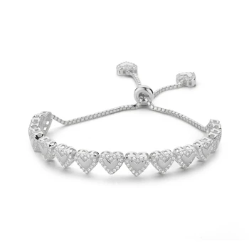 

KUTAYDAN 925 Sterling Silver Zircon Stone Heart Elevator Bracelet