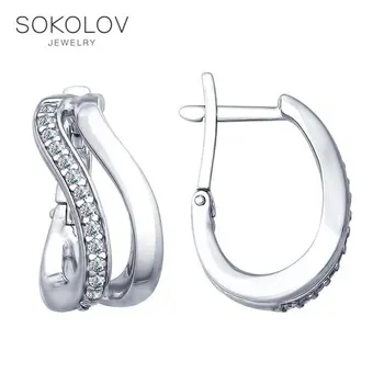 

SOKOLOV Silver drop earrings with stones with cubic zirconia fashion jewelry silver 925 women's male, long earrings