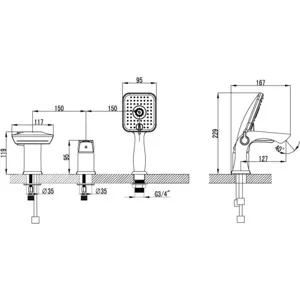 Смеситель на борт ванны Lemark Unit(LM4545C