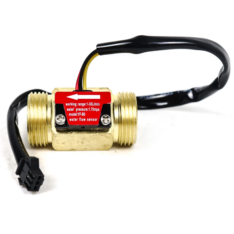 Copper Water Flow Sensor NPN Output Hall High-precision Turbine Flowmeter 6 Poin