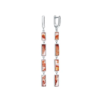 

Silver earrings with quartz sunlight sample 925