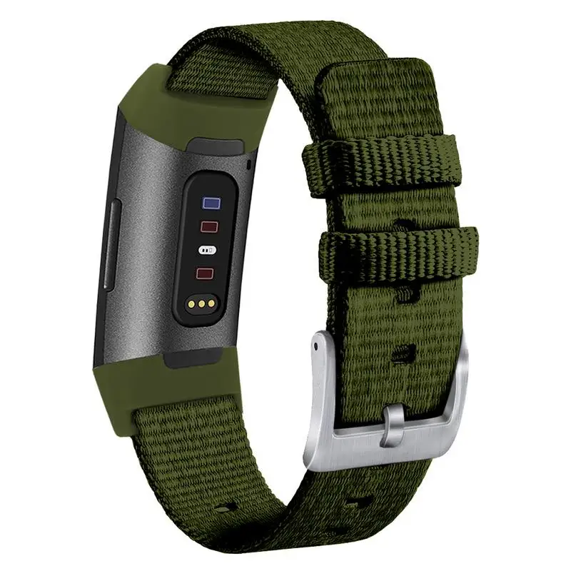 Прочный военный нейлоновый ремешок для часов Fitbit Charge 3, армейский ремешок для часов, аксессуары для 007, ремешок для часов James bond - Цвет: Grass Green