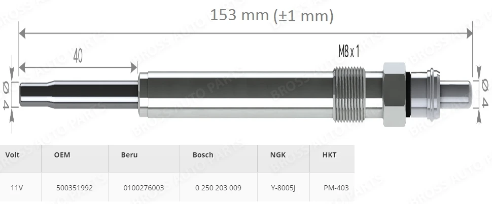 BGP54-1 4 шт. нагреватель свечи зажигания GX4153, 0100276 003 для 2,3-3,0 D