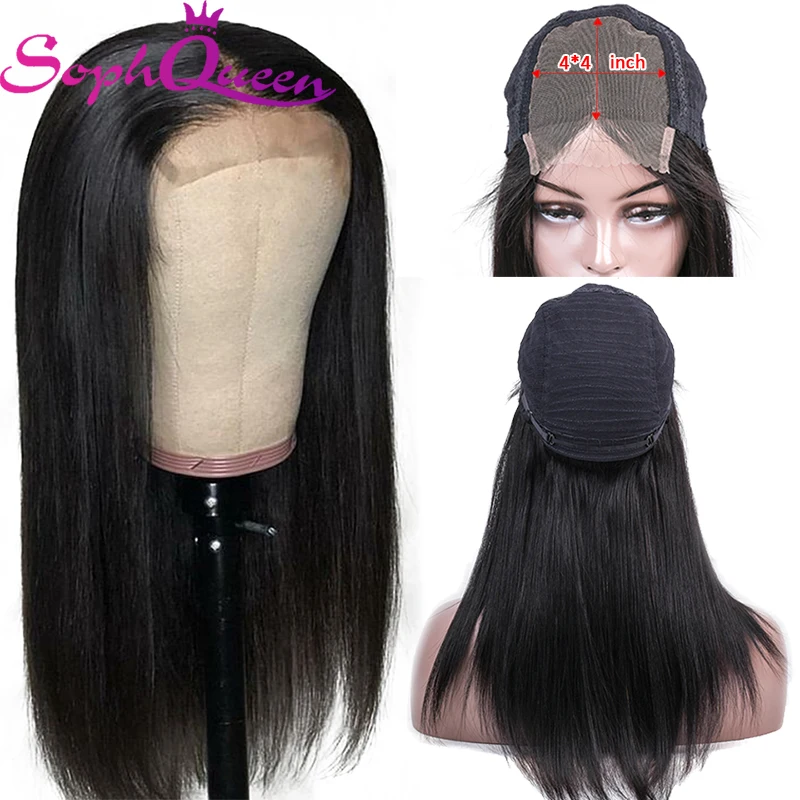 Соф queen прямые Синтетические волосы на кружеве человеческих волос парики Brazlian Реми 100% человеческих волос парики для черный Для женщин