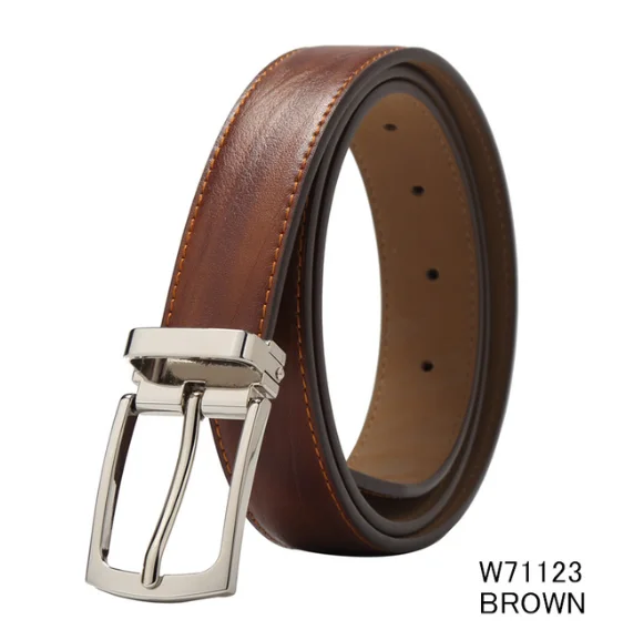 Мужской кожаный ремень Bison Denim W71123, W71122 - Цвет: W71123 Brown
