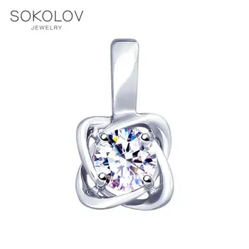 

SOKOLOV suspension of silver with phianite, fashion jewelry, 925, women's male, pendants for neck women