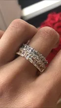 Huitan-anillos de promesa de amor para mujer, joyería de boda, cristal cuadrado pavimentado, circonita, anillo de compromiso de boda elegante, nuevo