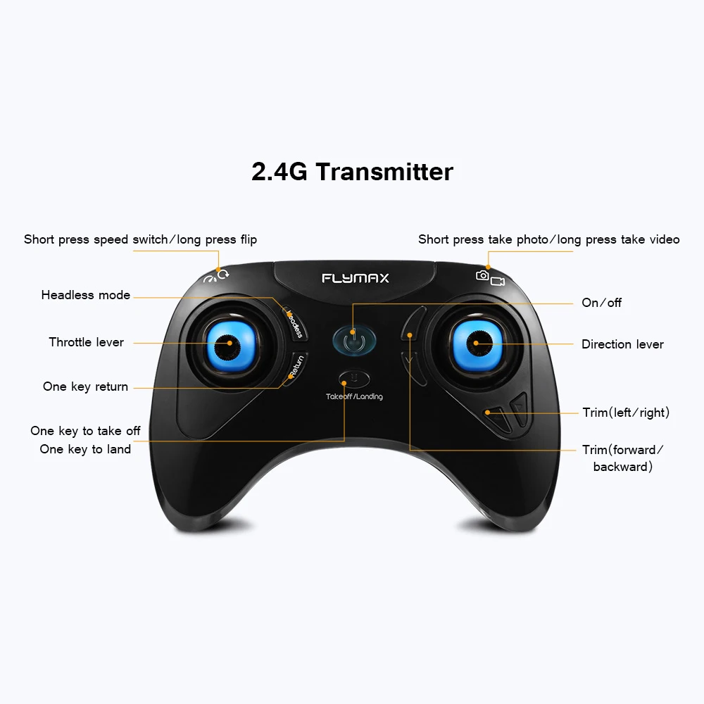 Flymax 2 RC Drones WiFi Quadcopter 2.4G FPV Streaming Drone 6-axis Gyro 4 Bright LED Lights 4 Channels Aircraft Drone