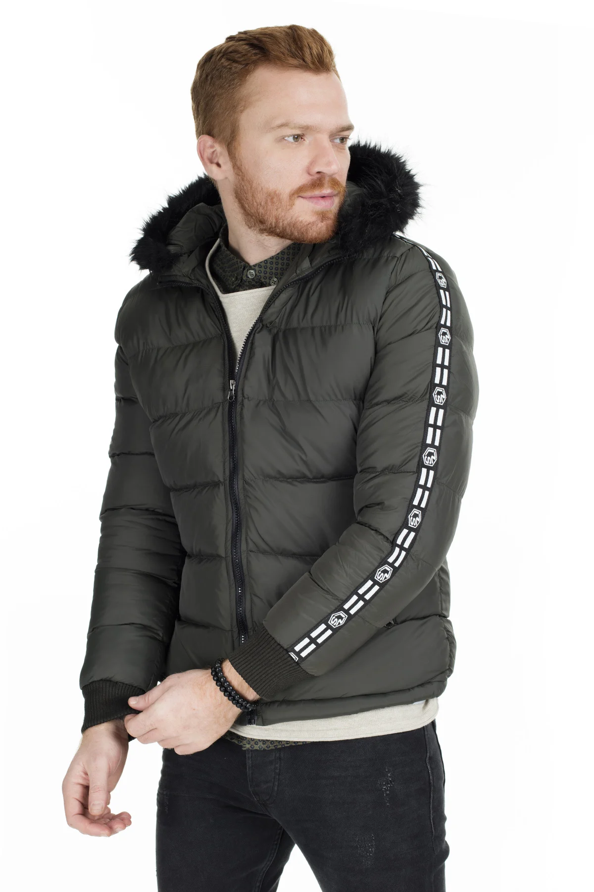 Buratti с капюшоном Slim Fit Надувное пальто Мужское пальто 55618K5029 - Цвет: Оливковый