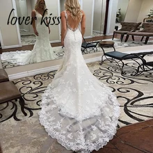 Lover Kiss Vestido De Noiva сексуальное кружевное свадебное платье с v-образным вырезом и открытой спиной, кружевные свадебные платья Boho со шлейфом Robe de Mariage