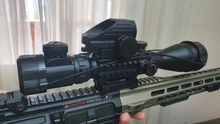 Fire Wolf-Mira iluminada telémetro para caza, rifle de retícula holográfica, visor de 4 retículas, láser rojo de 20 mm, ideal cacería, 4-12x50