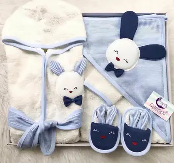 

Jaju Unisex Baby Bathrobe Set with Ear and Rabbit