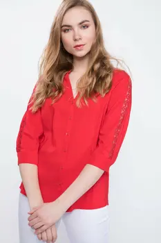 

DeFacto Woman Spring Charming Red Shirts Women Casual V-neck Top Shirts Female Long Sleeve Shirt-J9489AZ19SP