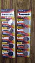 Panasonic Original 10 unids/lote cr 2032 baterías de la célula del botón 3V batería de litio para Control de remoto de calculadora cr2032