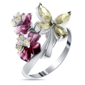 

Silver ring with quartz and cubic zirconia