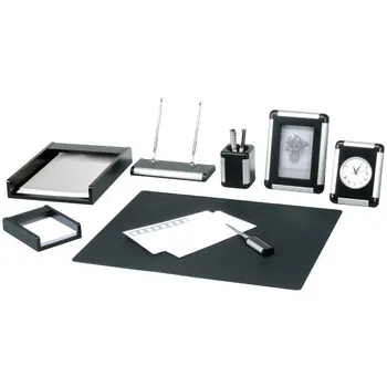 

Table set with watch Delucci 8 items, Ebony with silver finish