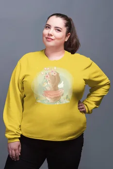 

Angemiel Wear Kuşla Oynuyan Sweet Teddy Bear Yellow Women Sweatshirts